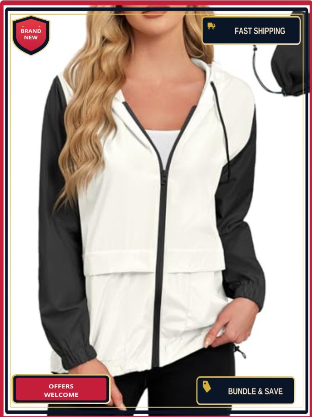 Lightweight Packable Waterproof Rain Jacket Women Hooded Windbreaker